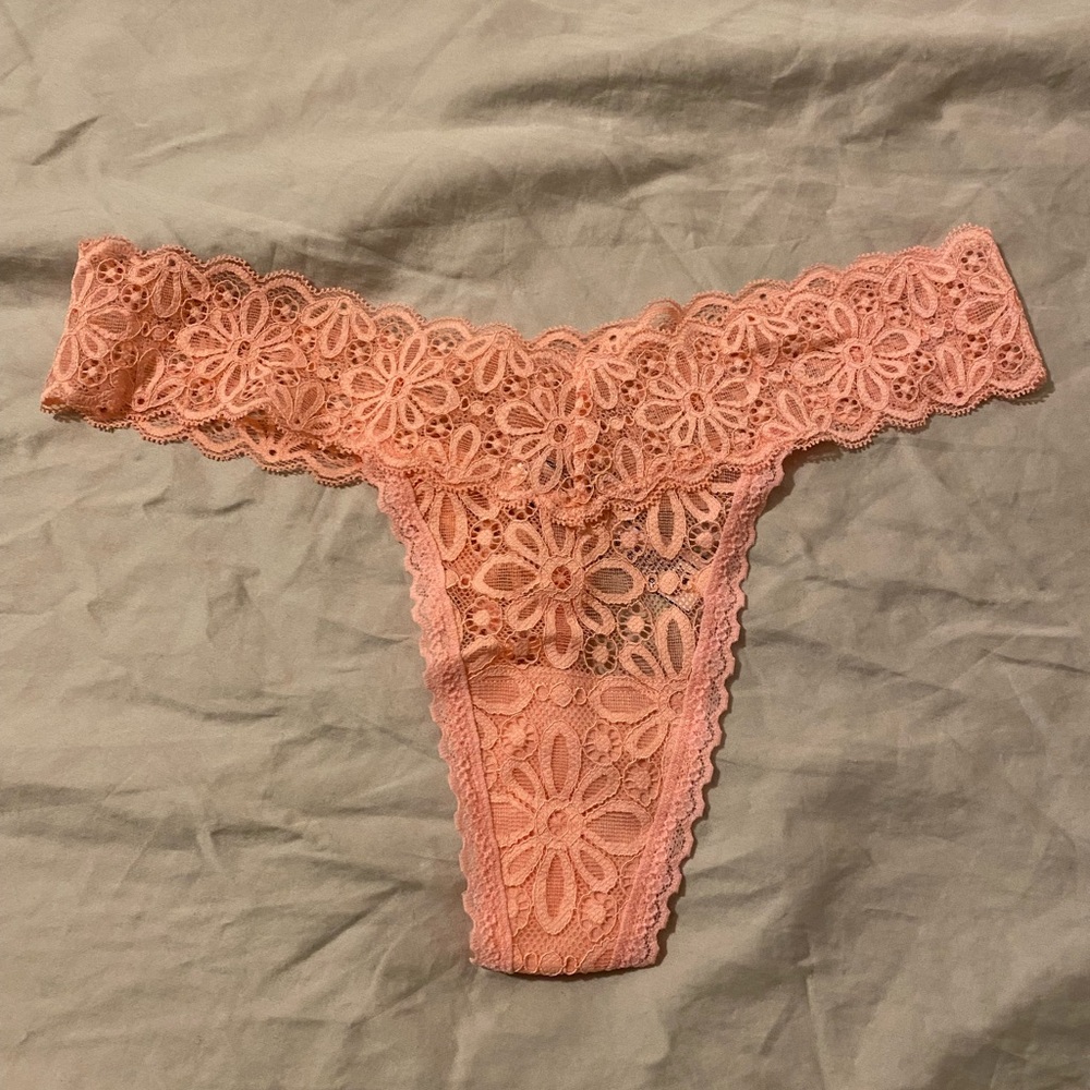 Light orange lace thong